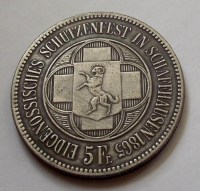 1865, SVÁJC - SCHAFFHAUSEN, LÖVÉSZETI 5 FRANK, REPLIKA!