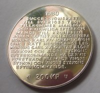 1980, SVÉDORSZÁG, ezüst 200 KORONA, P!