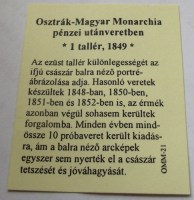 1849, Ferenc J. 1 TALLÉR, EZÜSTÖZÖTT, UV PP!