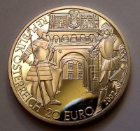 2002, EZÜST OSZTRÁK 20 EURÓ, Ferdinand I., PP!