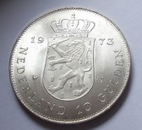 1973, HOLLANDIA, ezüst 10 GULDEN!