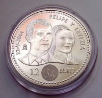 2004, Ezüst SPANYOL 12 EURÓ, KIRÁLYI PÁR, BU!